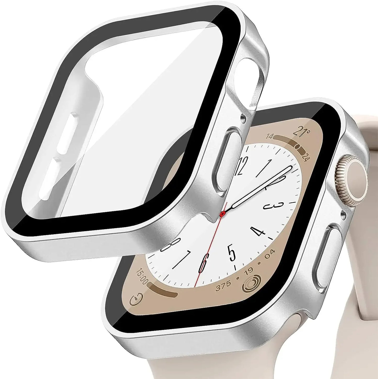 Tempered Glass+Cover for Apple Watch 11 10 9 8 7 46Mm 42Mm PC Bumper Screen Protector Case Iwatch Series 7 6 5 4 SE3 44 40 45Mm